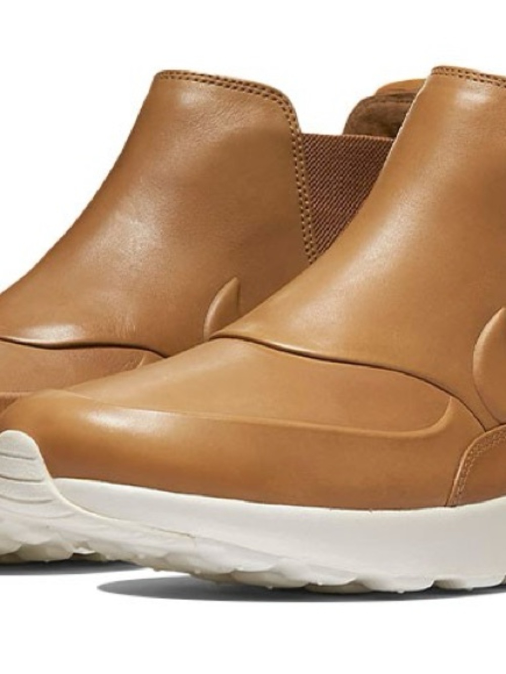 Nike Tan Leather-Look Slip-On Ankle Sneakers